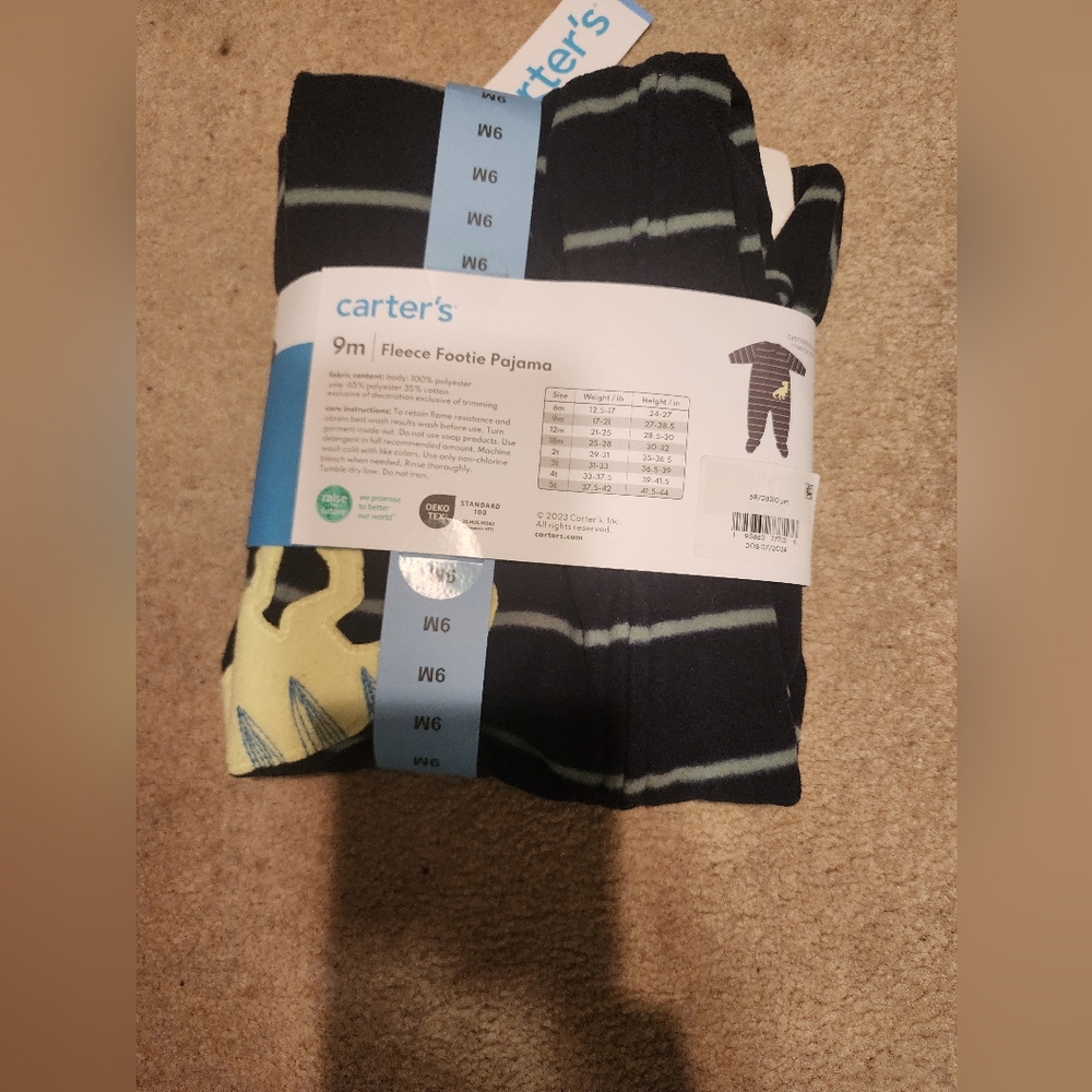 Carter's Black and Yellow Fleece Footie Pajama